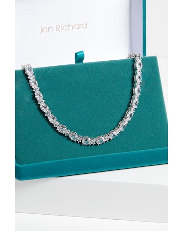 Jon Richard Rhodium Plated CZ Mixed Stone Allway Necklace - Gift Boxed