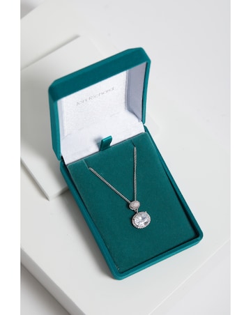 Jon Richard Rhodium Plated Cubic Zirconia Micro Pave Oval Pendant - Gift Boxed