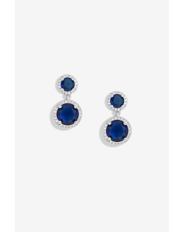 Jon Richard Rhodium Plated And Sapphire Double Halo Earrings