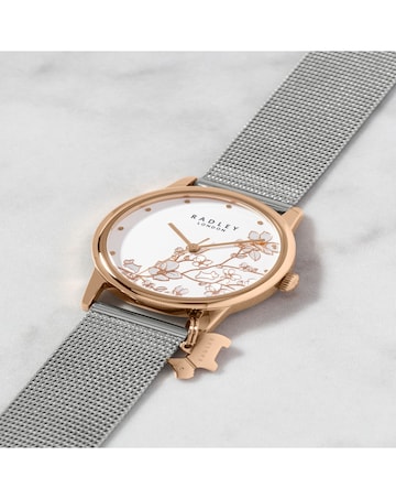 Radley Ladies Silver Stainless Steel Mesh Small Trailing Flower Watch