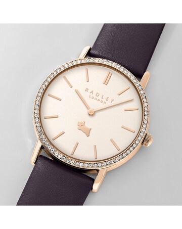 Radley Rose Gold Plated Purple Leather Strap Watch
