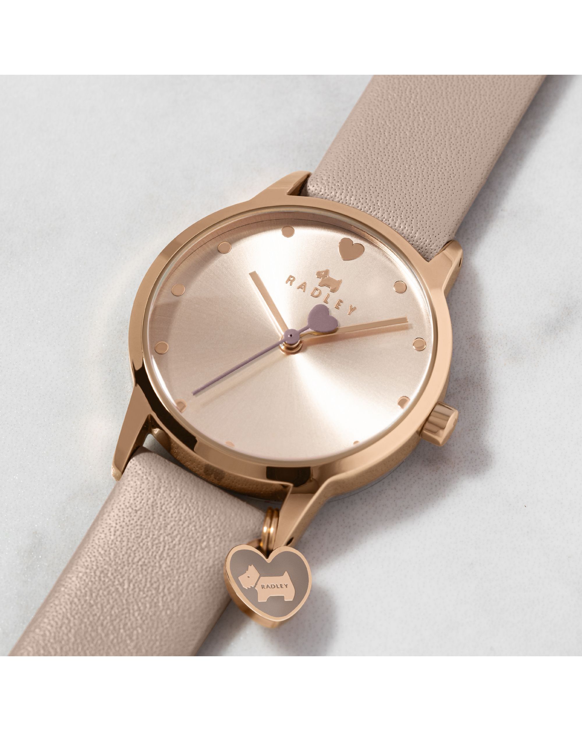 Radley Cobweb Leather Heart Charm Watch