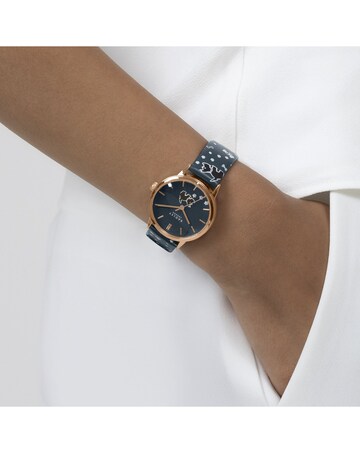 Radley Ladies Blue Print Strap Watch & 18ct Rose Gold Plated Twin Earring Set