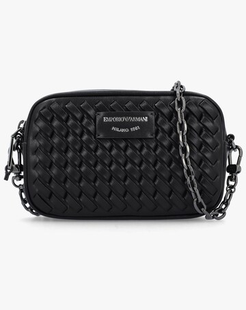 Emporio Armani Interwoven Black Leather Camera Bag