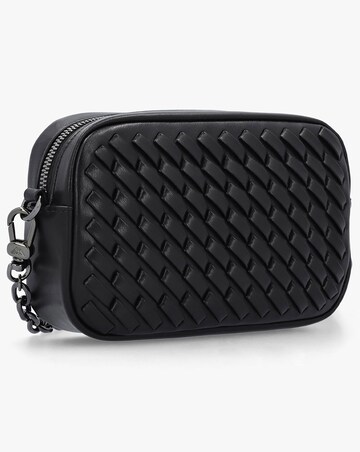 Emporio Armani Interwoven Black Leather Camera Bag