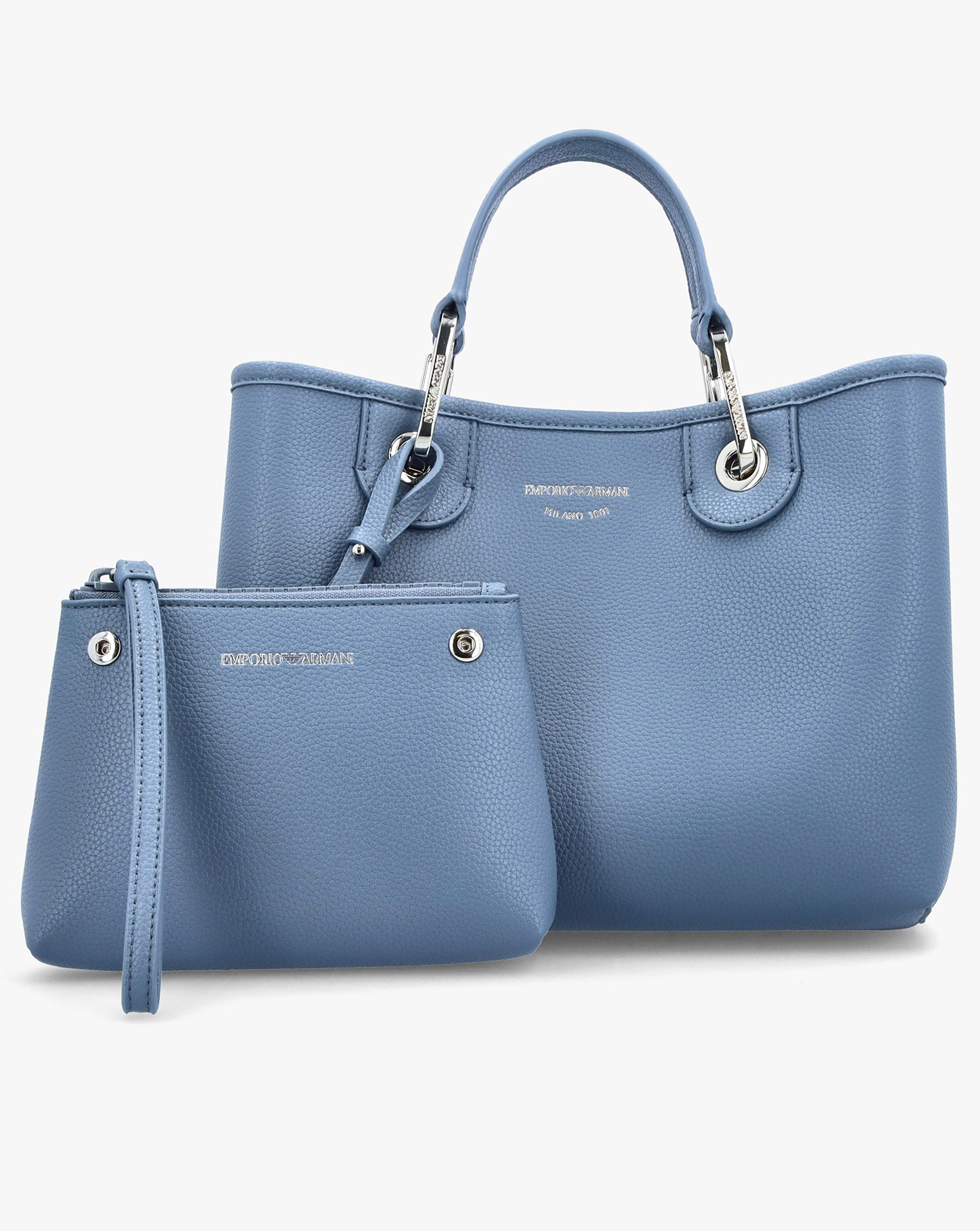 EMPORIO ARMANI 2way My EAトート　ショルダーバッグ　水色 Emporio Armani Myea Blue Shopper Bag With Pouch | JD Williams