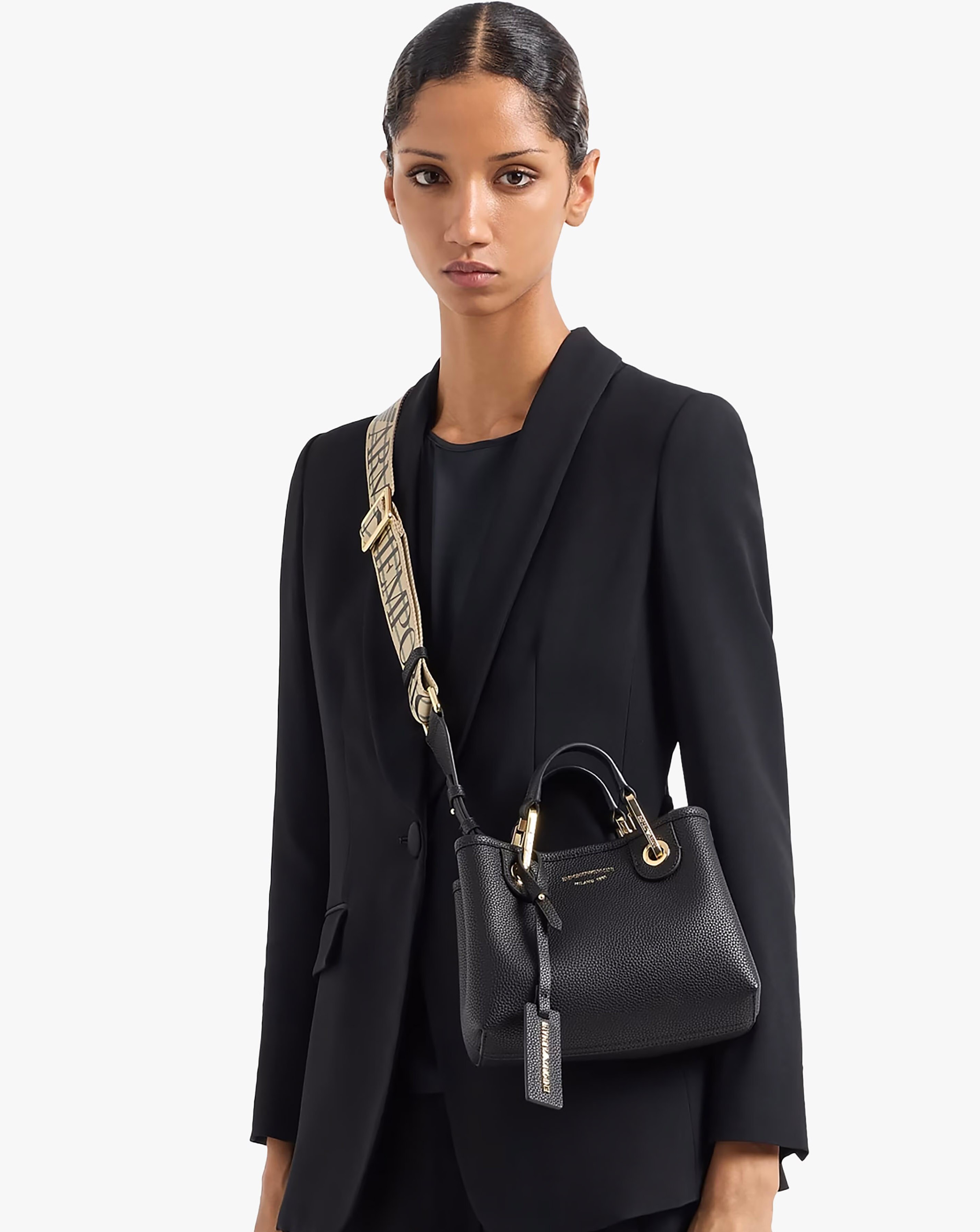 Emporio Armani X Small Black Cross-Body Shopper Bag | JD Williams