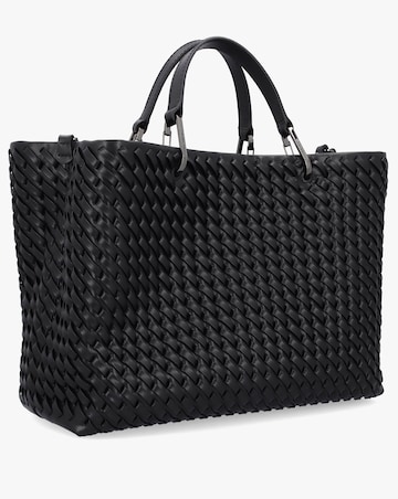 Emporio Armani Interwoven Black Shopper Bag With Pouch