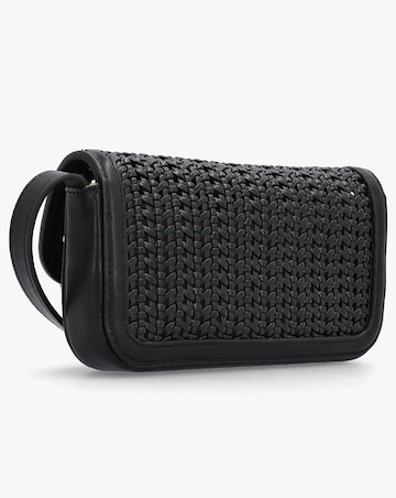 Emporio Armani Woven Mini Black Leather Cross-Body Bag
