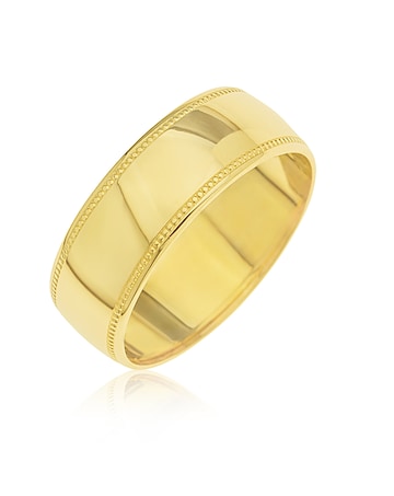 9 Carat Yellow Gold Millgrain Edge 6MM Wedding Ring