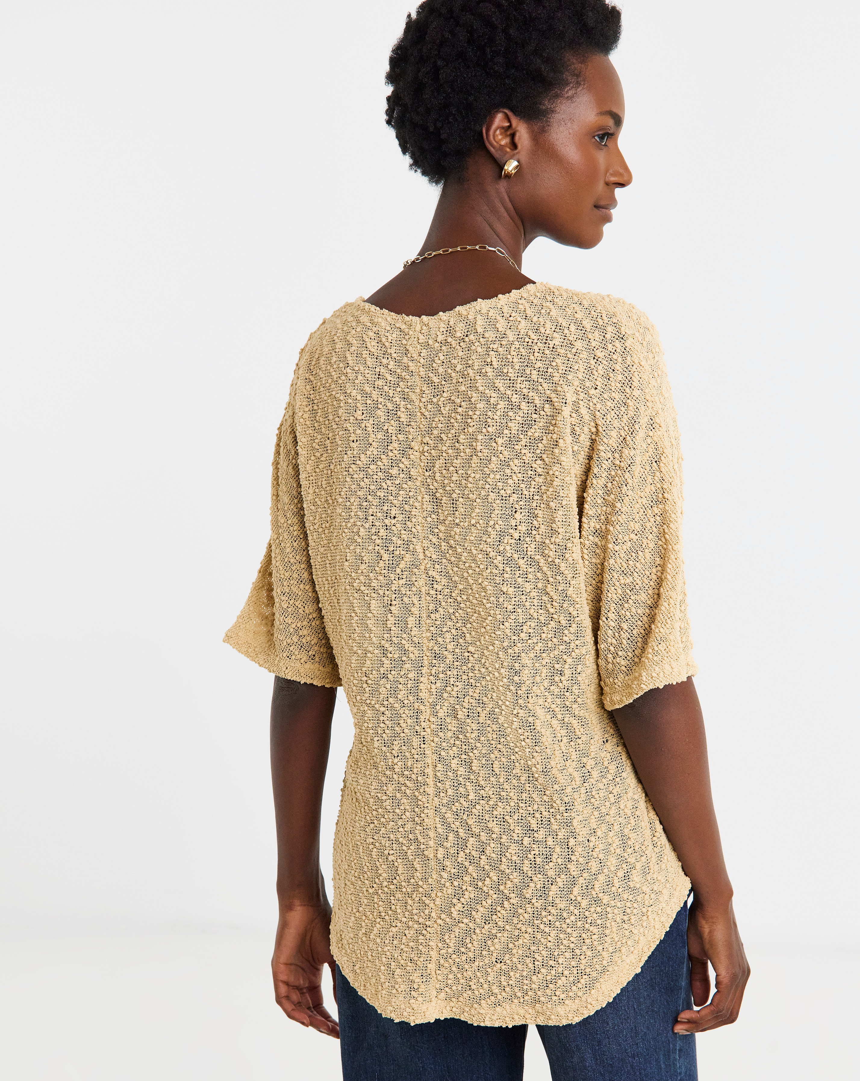 New In - Boucle V-Neck Short Sleeve Top