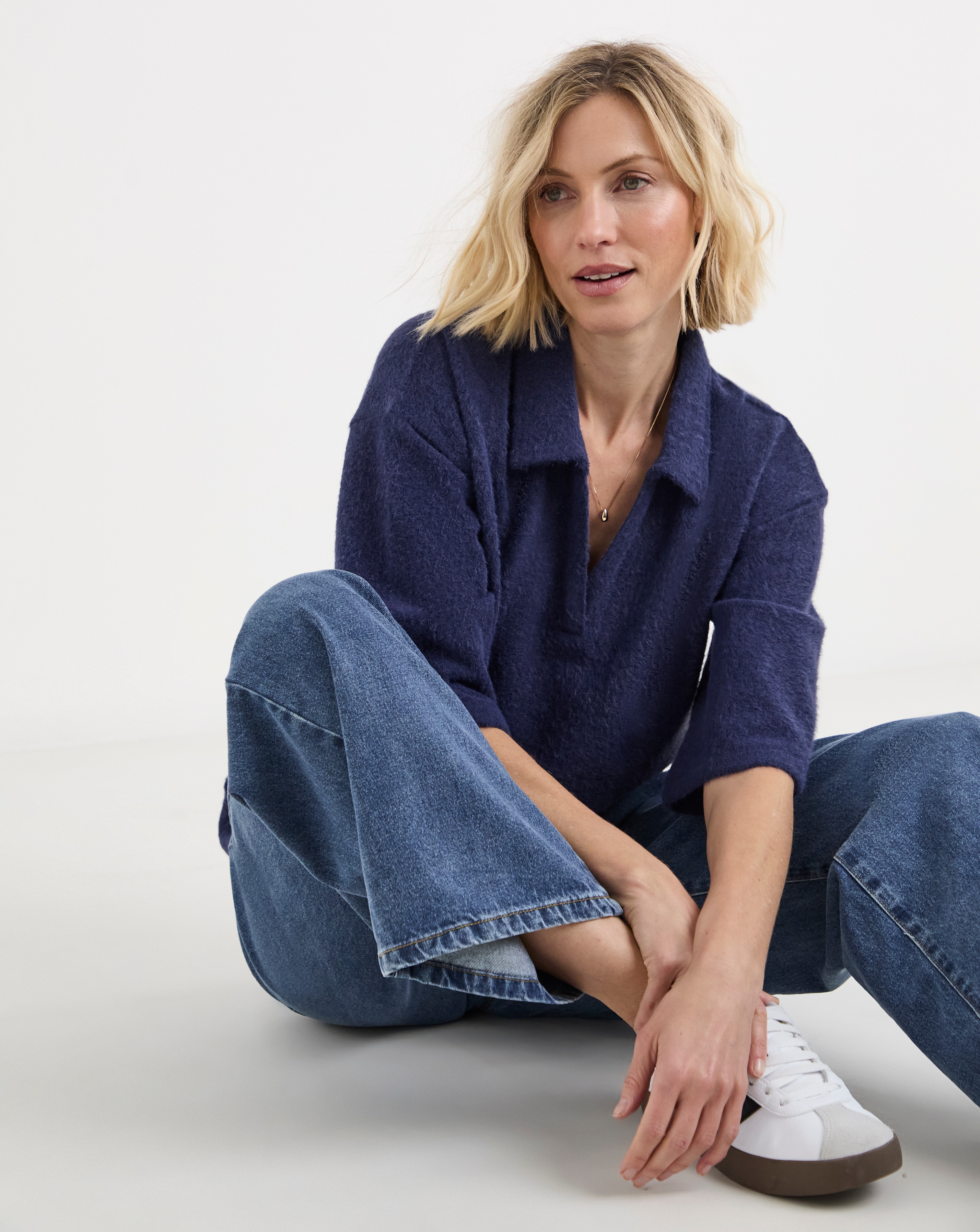 New In - Brushed Soft Touch Collared Top