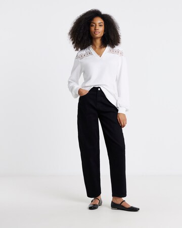 Simply Be White Crochet Collared Sweatshirt