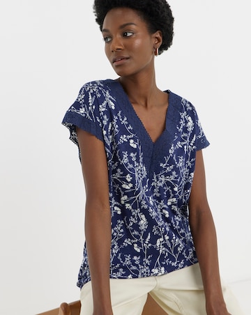 Bubble Hem Lace Trim Top