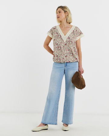 Bubble Hem Lace Trim Top