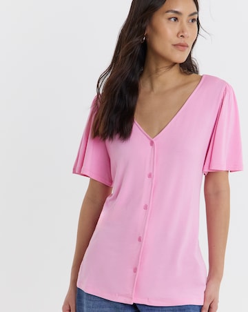 Button Front Angel Sleeve Top