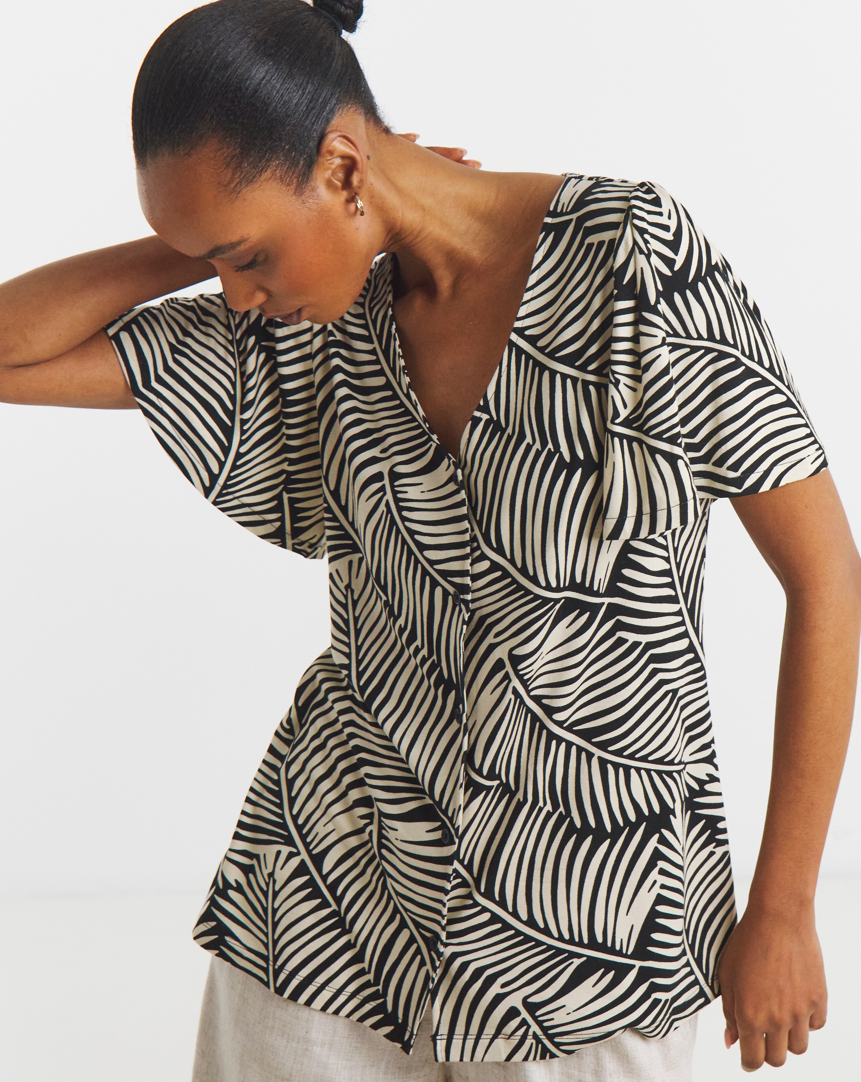Button Front Angel Sleeve Top