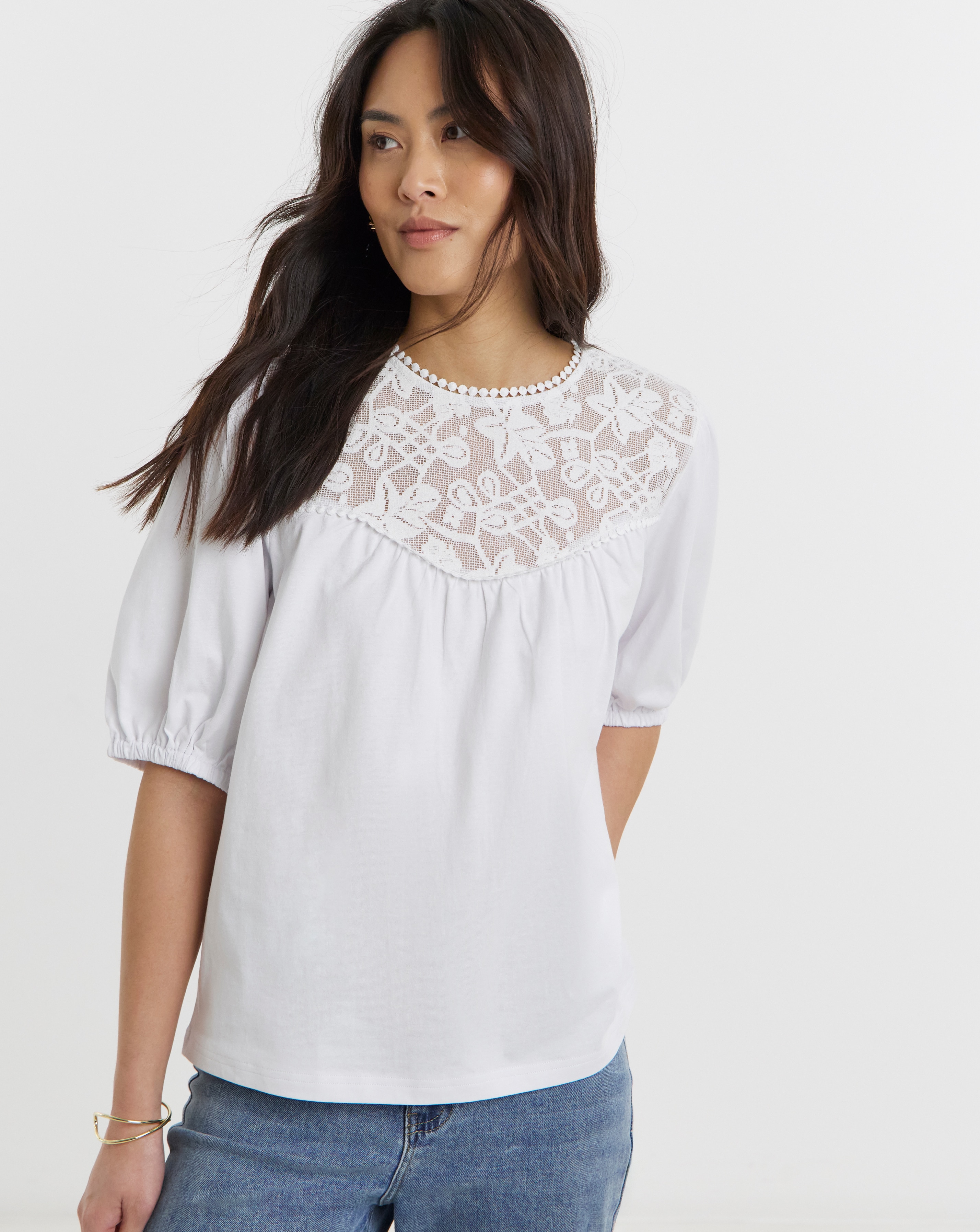 New In - Broderie Yoke Top