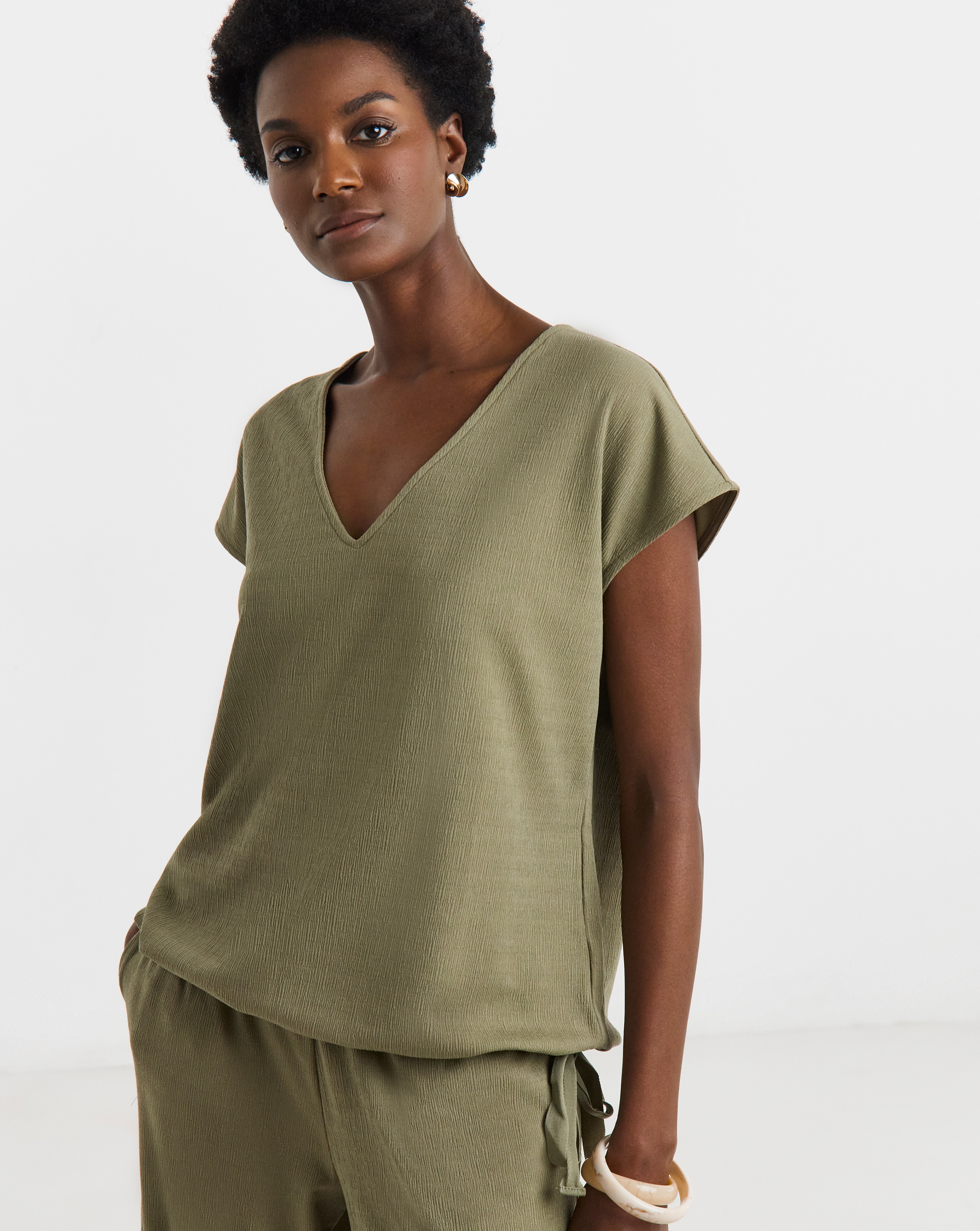 New In - Textured Tie Hem Top