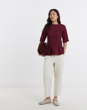 Shirred Short Sleeve Top