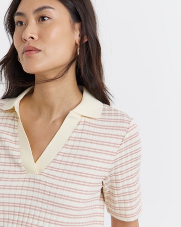 Stripe Polo Half Sleeve Top