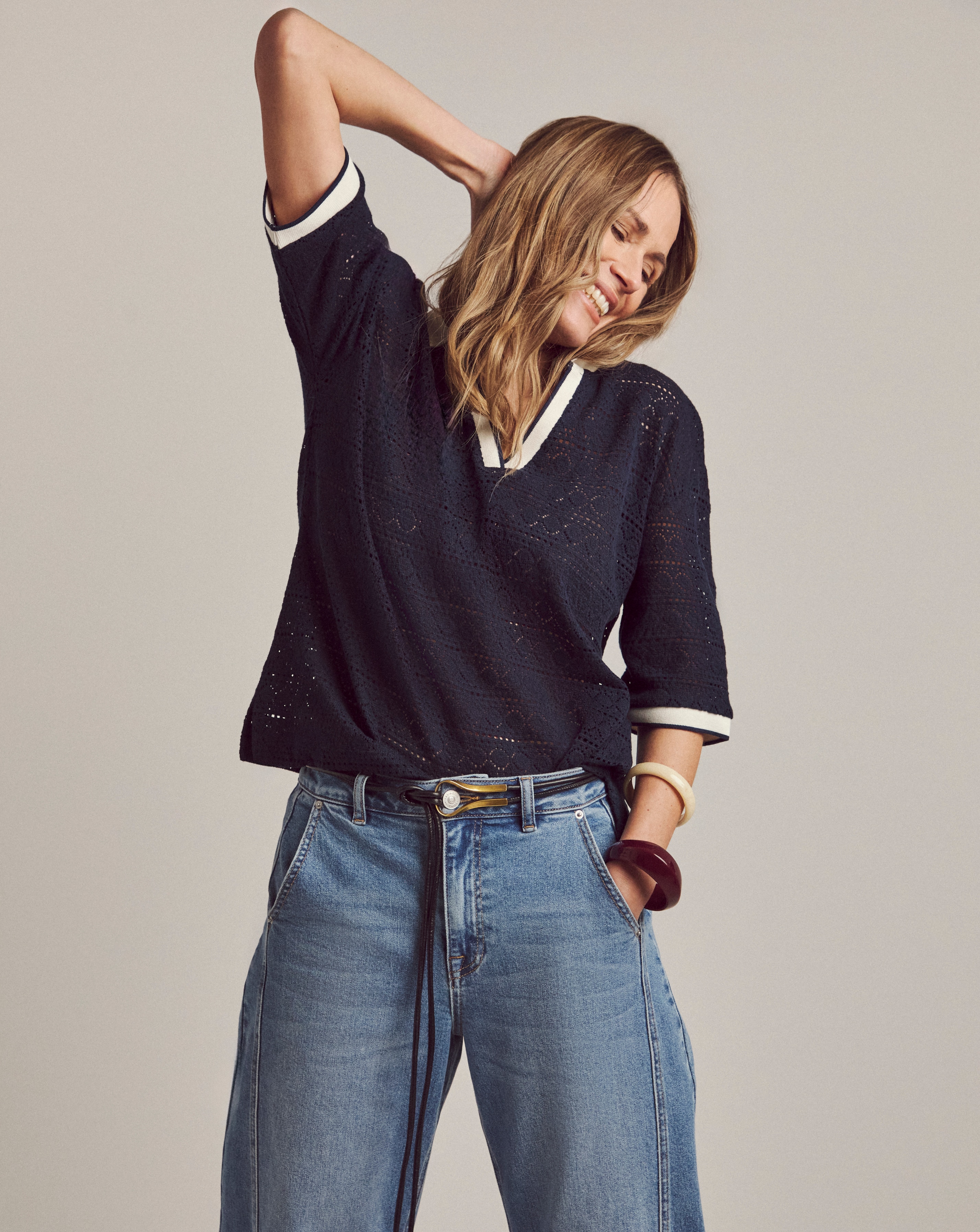 Anthology Crochet Polo Top