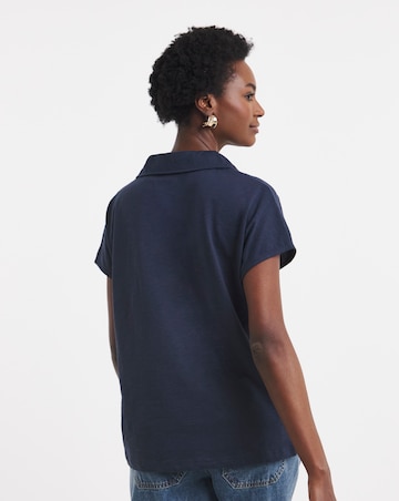 V-Neck Collared Short Sleeve T-Shirt