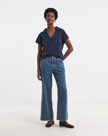 V-Neck Collared Short Sleeve T-Shirt