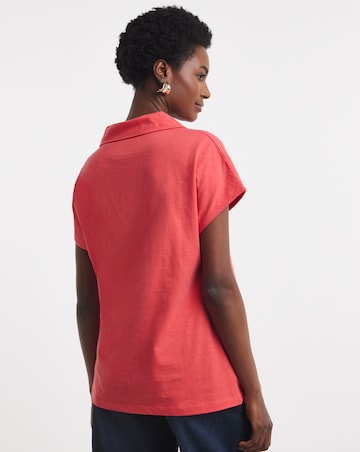 V-Neck Collared Short Sleeve T-Shirt