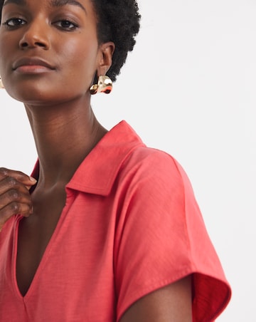 V-Neck Collared Short Sleeve T-Shirt