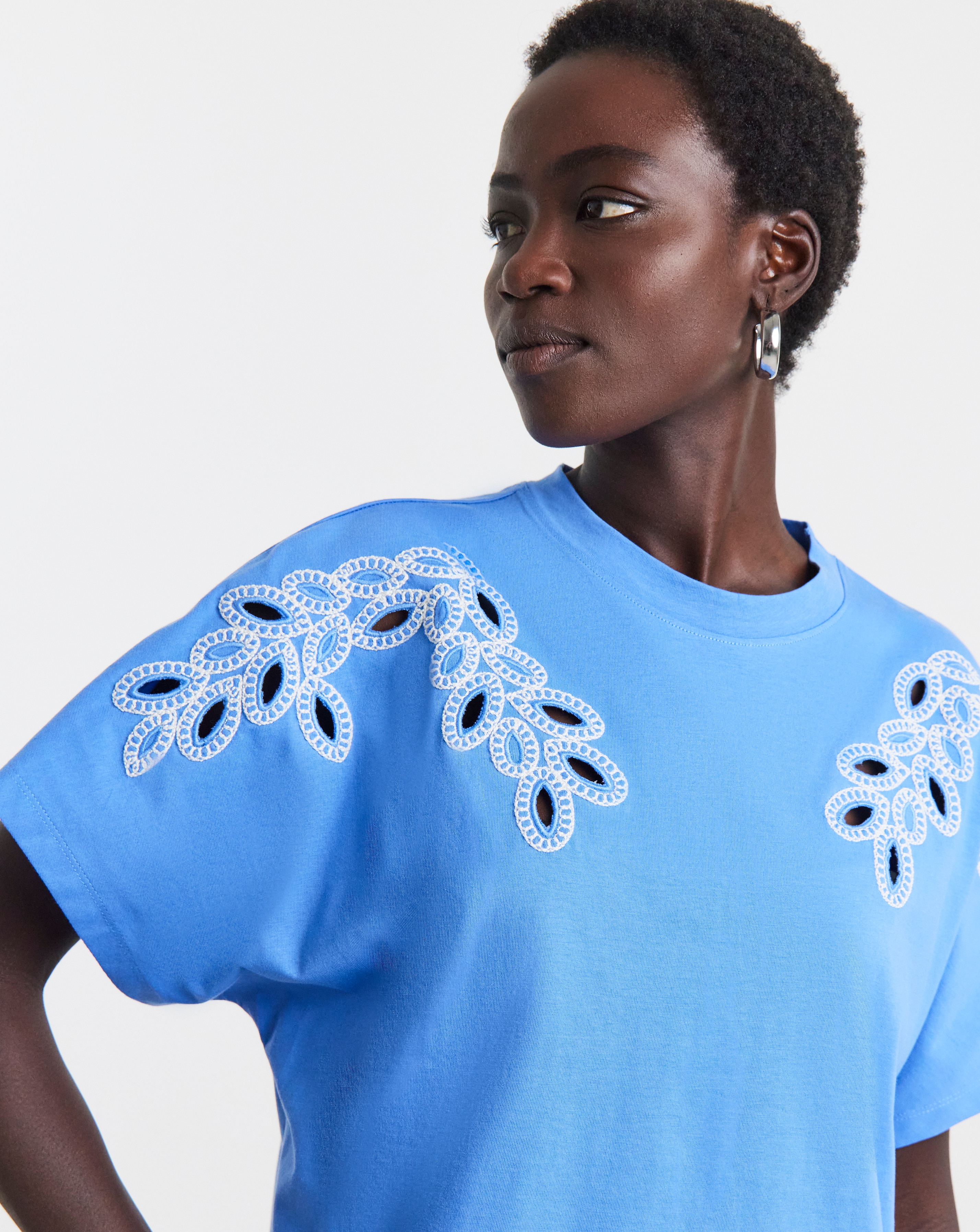 New In - Contrast Cutwork T-Shirt