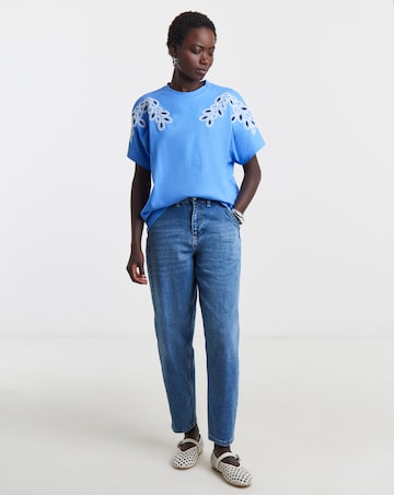 Contrast Cutwork T-Shirt