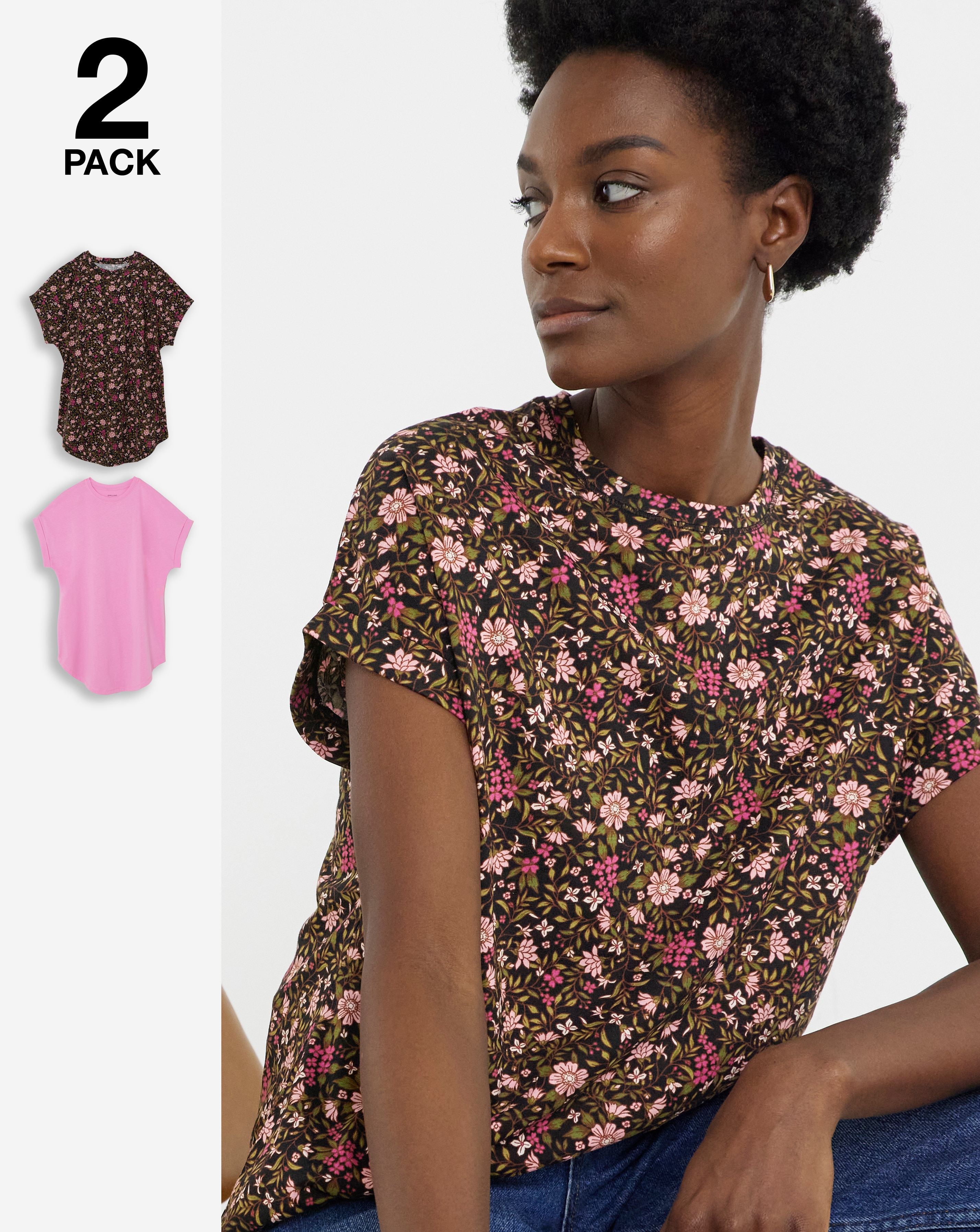 New In - 2 Pack Curved Hem Longline top