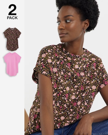 2 Pack Short Sleeve Curved Hem Longline top