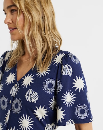 Angel Sleeve Button Front Longline Top