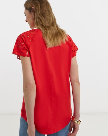 Broderie Shoulder Longline Top