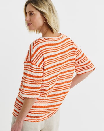 Textured Stripe Half Sleeve Top