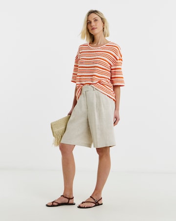 Textured Stripe Half Sleeve Top