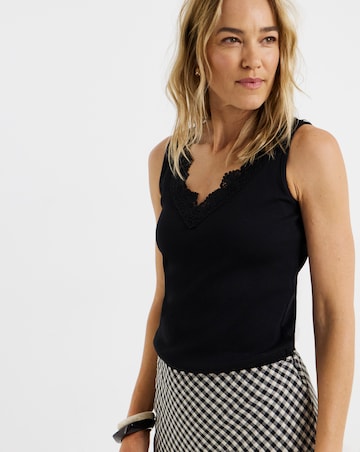 V-Neck Lace Trim Vest