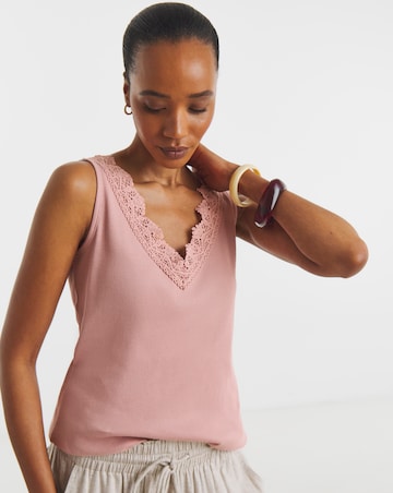 V-Neck Lace Trim Vest