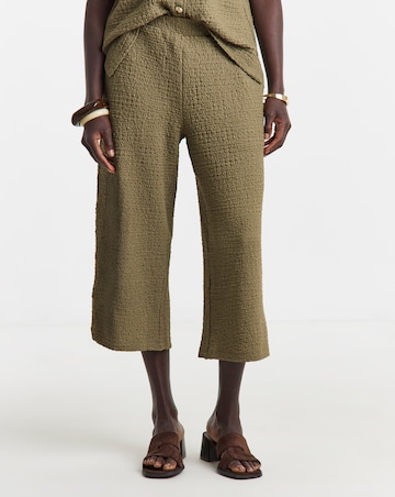 Cropped Texture Wide Leg Trouser