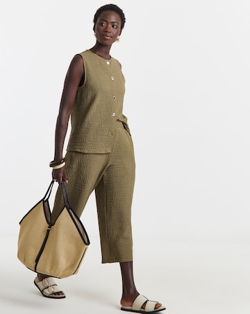 Cropped Texture Wide Leg Trouser