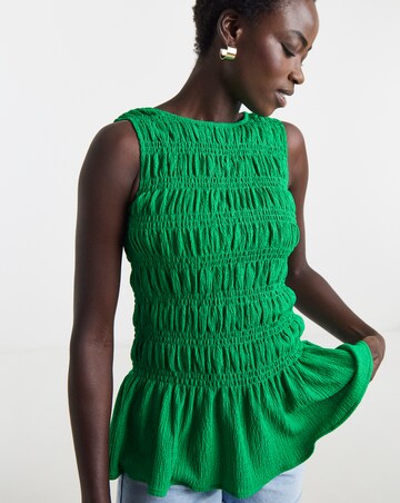 Shirred Sleeveless Top