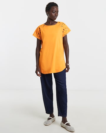 Broderie Shoulder Longline Top