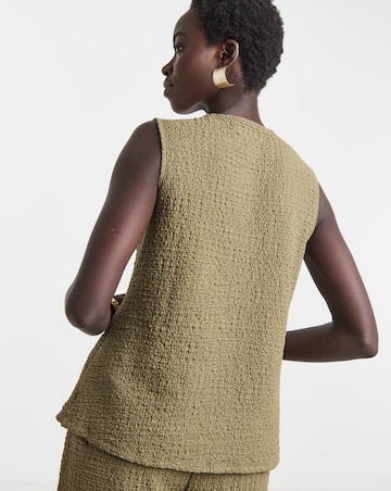 Bubble Texture Gold Button Through Top