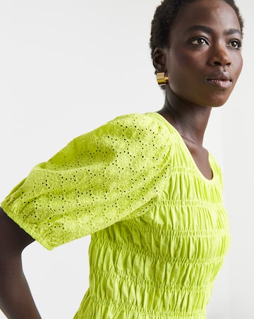 Ruched Broderie Sleeve Top