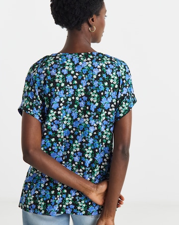 Floral Printed V Neck Short Sleeve Top