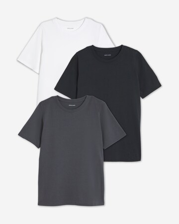 Black, White & Charcoal 3 Pack Crew Neck Short Sleeve T-Shirts