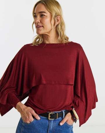 Burgundy Long Sleeve Cape Top