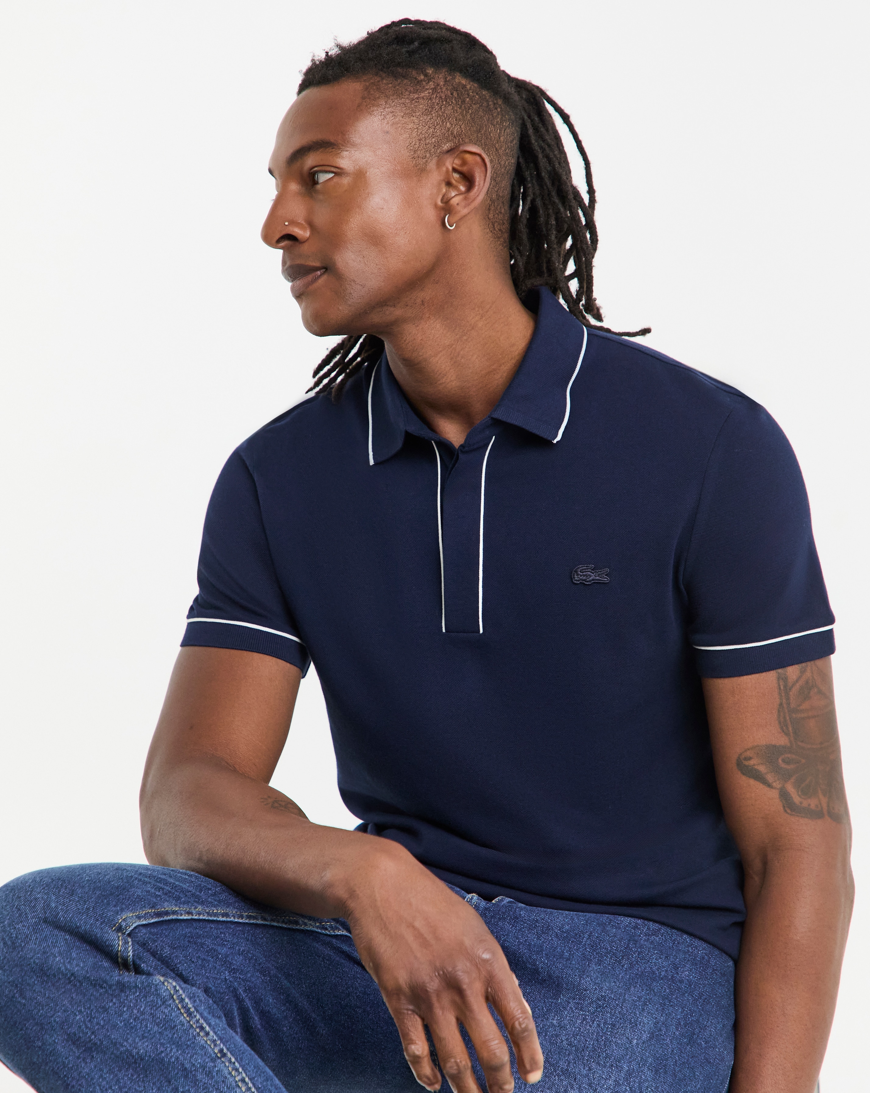 Lacoste Short Sleeve Tipped Polo - Navy